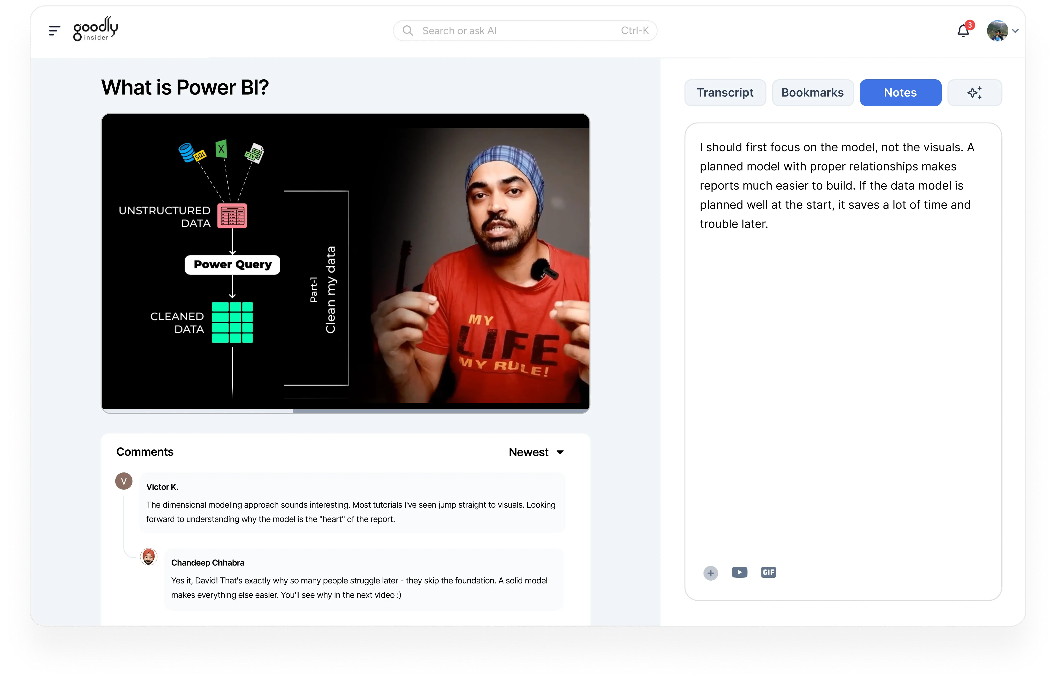 Course interface preview